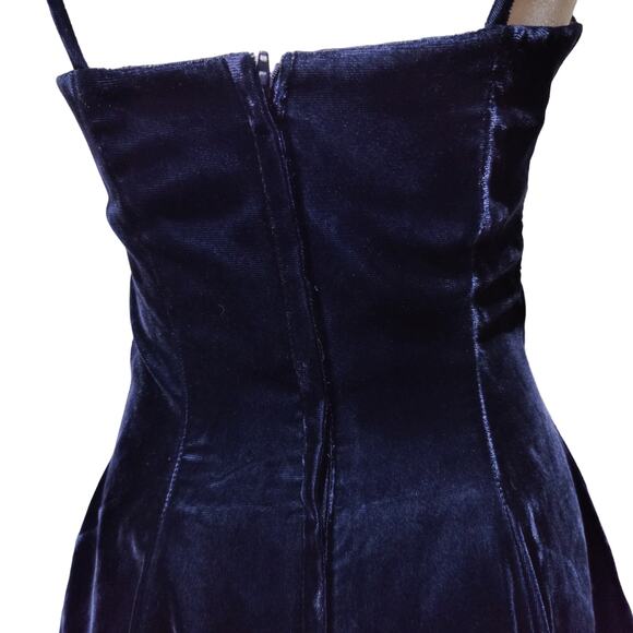 Vintage 80s Jessica McClintock Gunne Sax Sz 9/10 Navy Velvet Sequin Party Dress - Picture 8 of 9